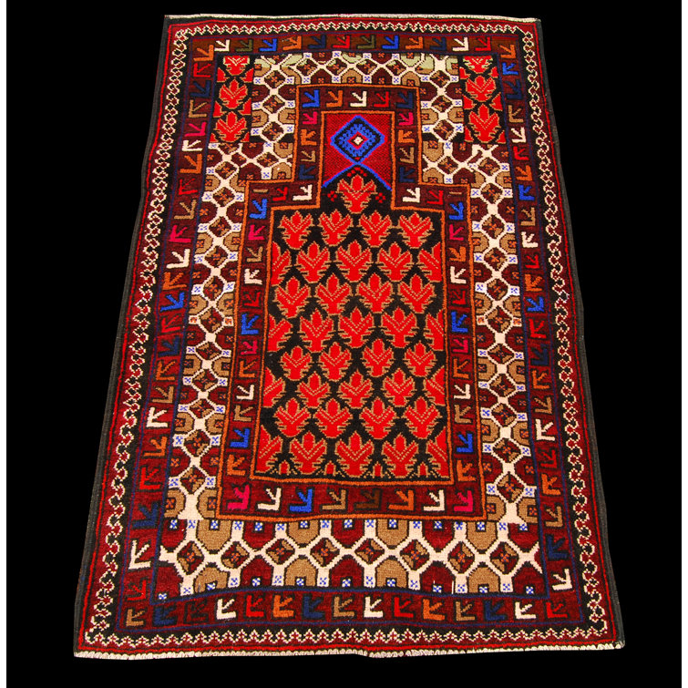 Latitude Vive Antony Handmade Kilim Wool Red/Blue/Black Rug Wayfair.co.uk